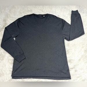 NEW Jhane Barnes Men's Dark Gray Silk Blend V-Neck Long Sleeve Shirt
